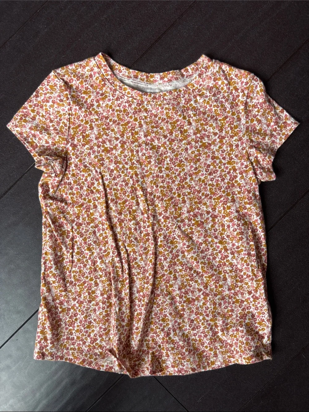 Old Navy Charcoal Tee with Pink Heart 